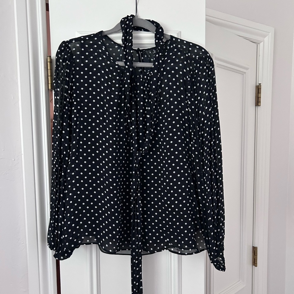 J. Crew Black and White Polka Dot Blouse